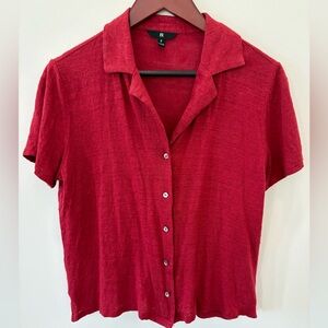 Banana Republic Linen Camp Shirt - Red, S